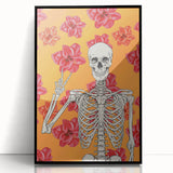 Floral Skeleton Halloween Wall Art - Spooky Chic Halloween Decor