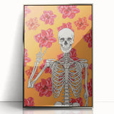 Floral Skeleton Halloween Wall Art - Spooky Chic Halloween Decor