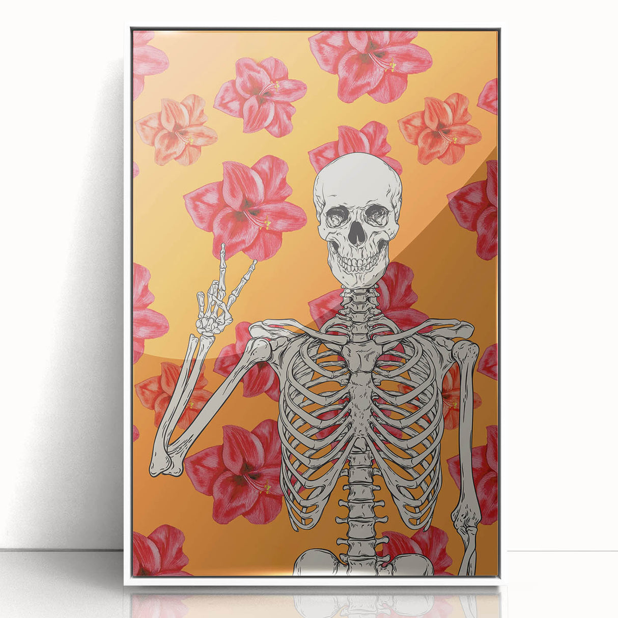Floral Skeleton Halloween Wall Art - Spooky Chic Halloween Decor