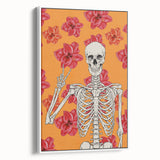 Floral Skeleton Halloween Wall Art - Spooky Chic Halloween Decor