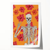 Floral Skeleton Halloween Wall Art - Spooky Chic Halloween Decor