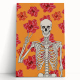 Floral Skeleton Halloween Wall Art - Spooky Chic Halloween Decor