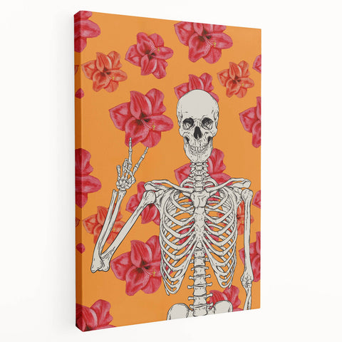 Floral Skeleton Halloween Wall Art - Spooky Chic Halloween Decor