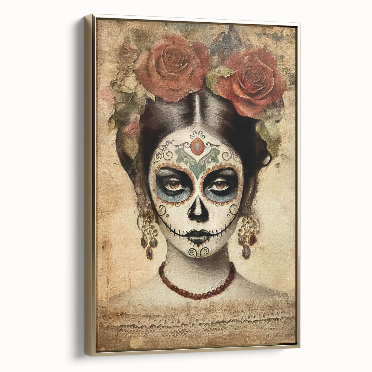 Elegant Rose Catrina – Día de los Muertos Canvas Art