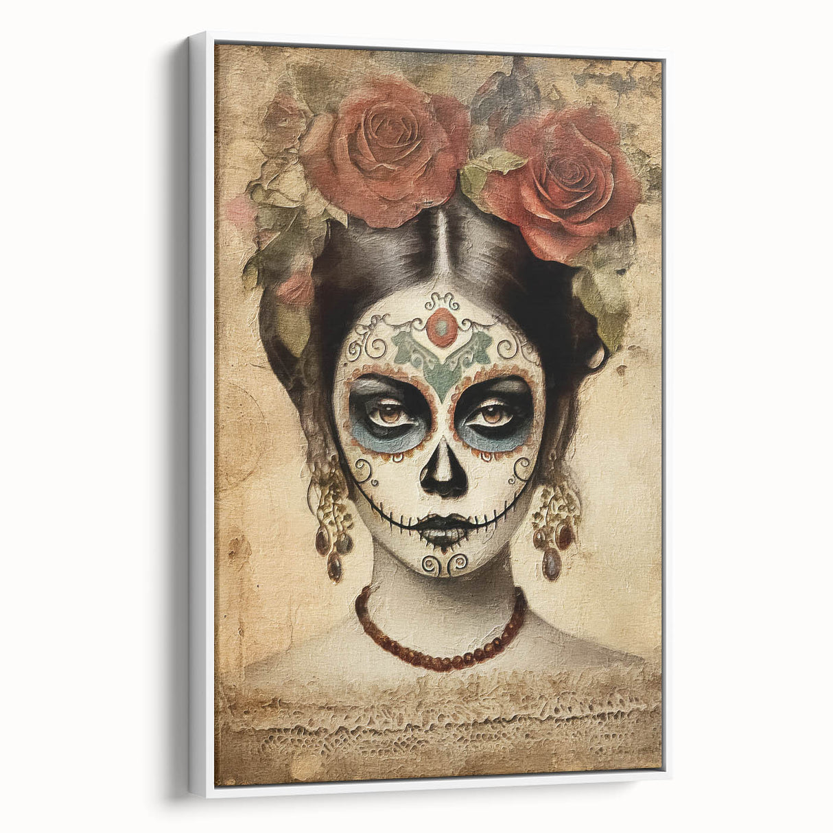 Elegant Rose Catrina – Día de los Muertos Canvas Art