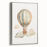 Teddy Bear Hot Air Balloon Nursery Wall Art - Baby Room Decor