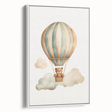 Teddy Bear Hot Air Balloon Nursery Wall Art - Baby Room Decor