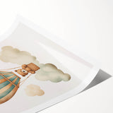 Teddy Bear Hot Air Balloon Nursery Wall Art - Baby Room Decor