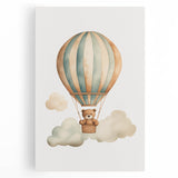 Teddy Bear Hot Air Balloon Nursery Wall Art - Baby Room Decor