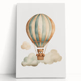 Teddy Bear Hot Air Balloon Nursery Wall Art - Baby Room Decor
