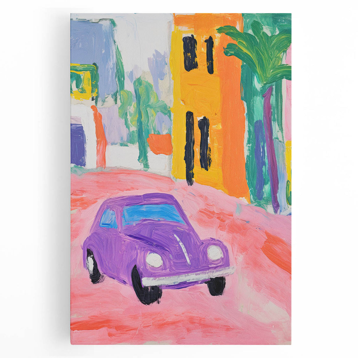 Rolled Canvas Prints for Kids - Vibrant City Street Car Art