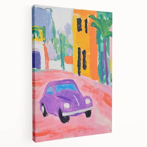 Rolled Canvas Prints for Kids - Vibrant City Street Car Art