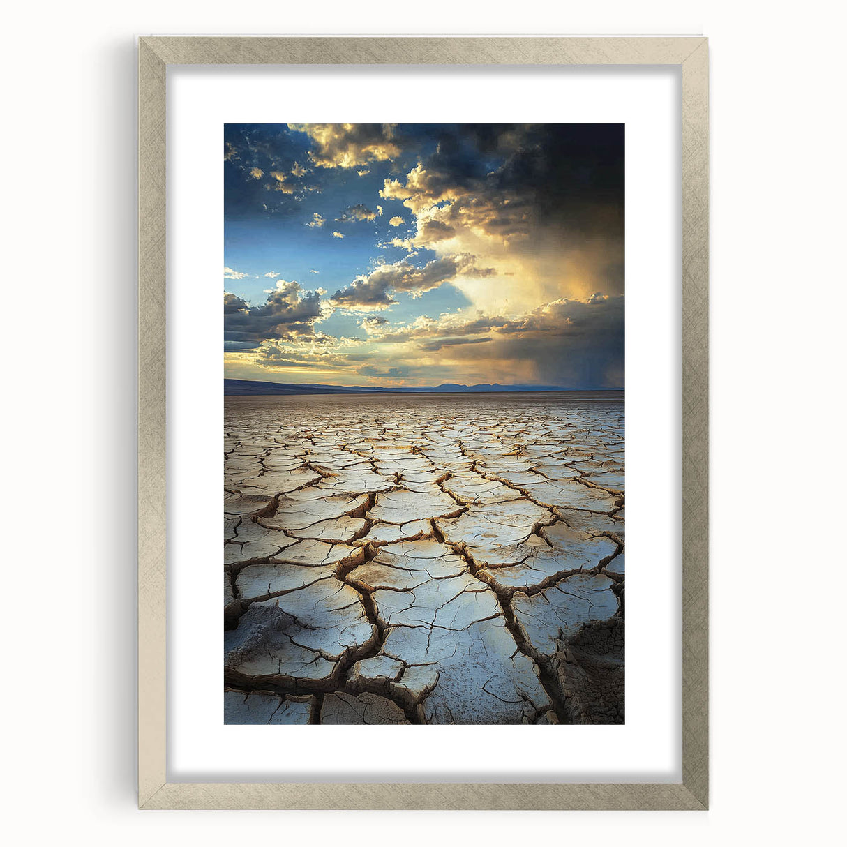 Silver landscape frame with mat, showcasing a modern design, front view highlighting its clean lines and elegant finish, perfect for home or office decor.