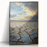 Framed acrylic wall art featuring an intricate landscape design with gold accents, showcasing vibrant colors and fine details, perfect for modern home decor.
