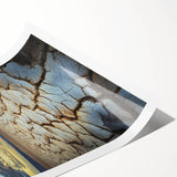 Rolled landscape canvas print showcasing vibrant, abstract African-inspired art with intricate details, elegantly packaged in a protective cardboard tube for secure shipping.