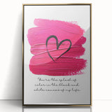 Modern Typography Wall Art - Pink Heart Quote Canvas Print