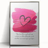 Modern Typography Wall Art - Pink Heart Quote Canvas Print