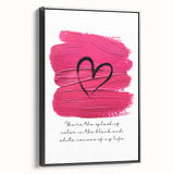 Modern Typography Wall Art - Pink Heart Quote Canvas Print
