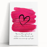 Modern Typography Wall Art - Pink Heart Quote Canvas Print