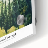 Large abstract wall art in mid-century modernist style with vibrant hues on acrylic glass, ideal for dining room art.