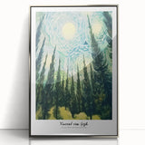 Framed acrylic print of a Van Gogh impressionist painting, featuring swirling blue and yellow tones.