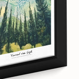 Close-up of a textured, impressionist-style black wall art featuring vibrant, colorful strokes on a framed canvas.