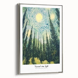 Impressionist landscape art painting on framed canvas, featuring vibrant colorful palette.