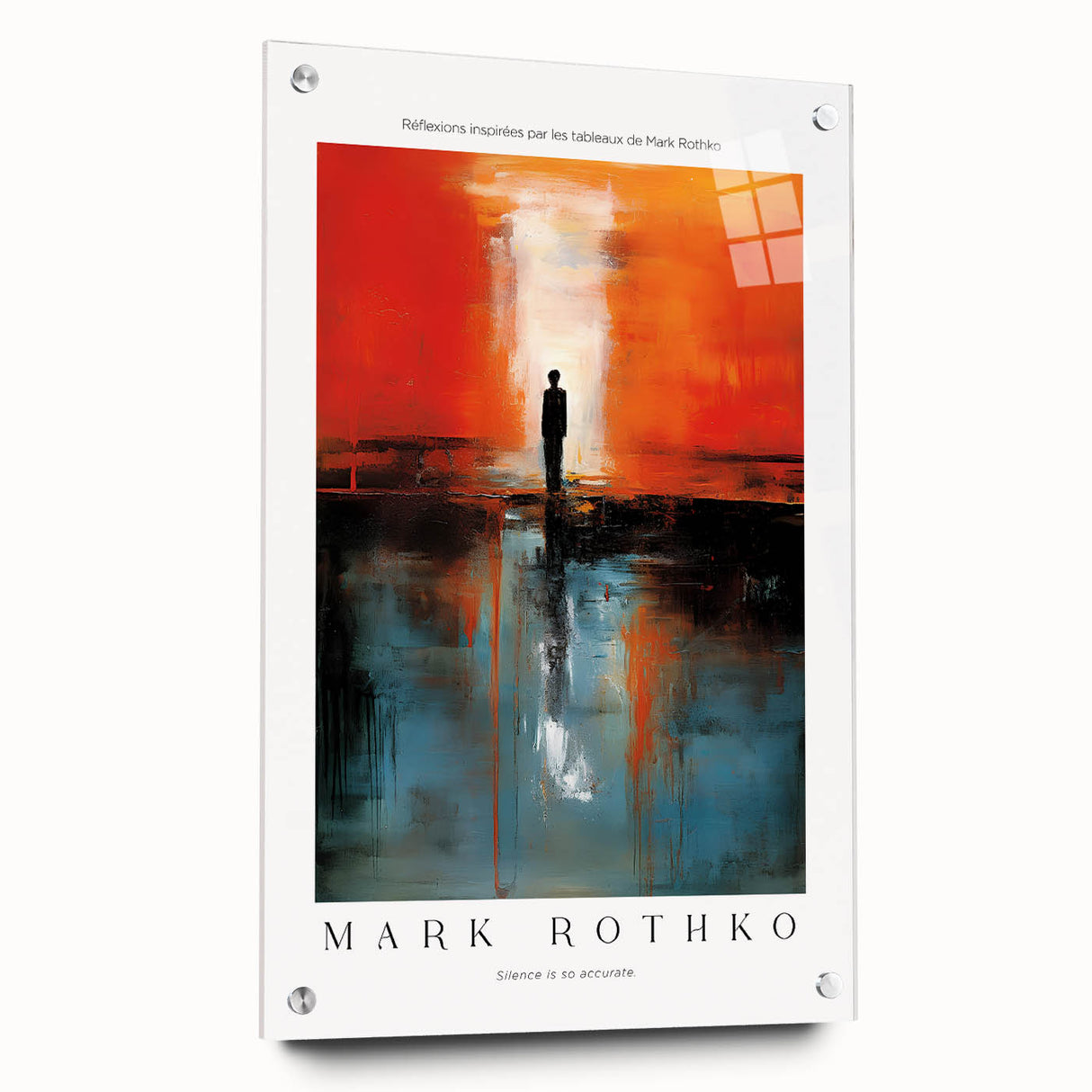 Large abstract wall art by Mark Rothko in muted shades of red and blue on acrylic glass.