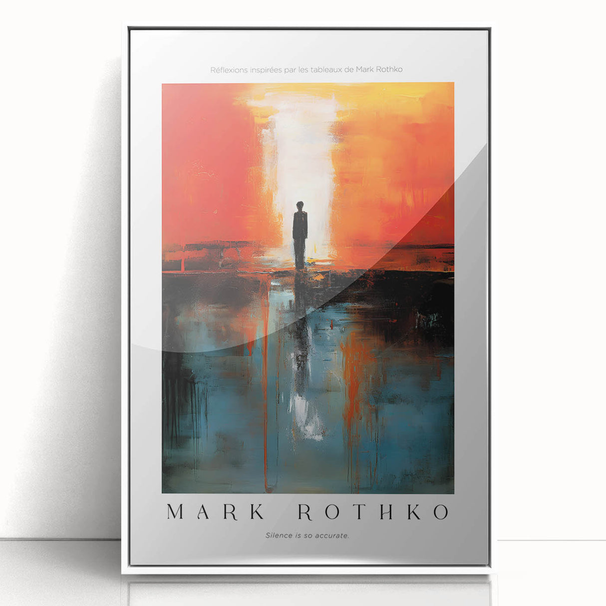 Modern art wall decor featuring a Rothko-inspired abstract in muted pink and blue on a framed acrylic.