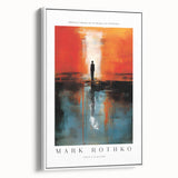 Extra large framed canvas featuring a vintage poster art style with colorful abstract patterns on a black background.