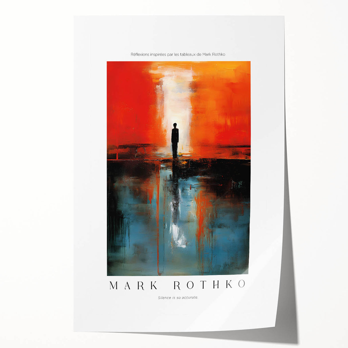 Extra large rolled print featuring a modern abstract design in vibrant red and blue tones, ideal for art wall dining room.