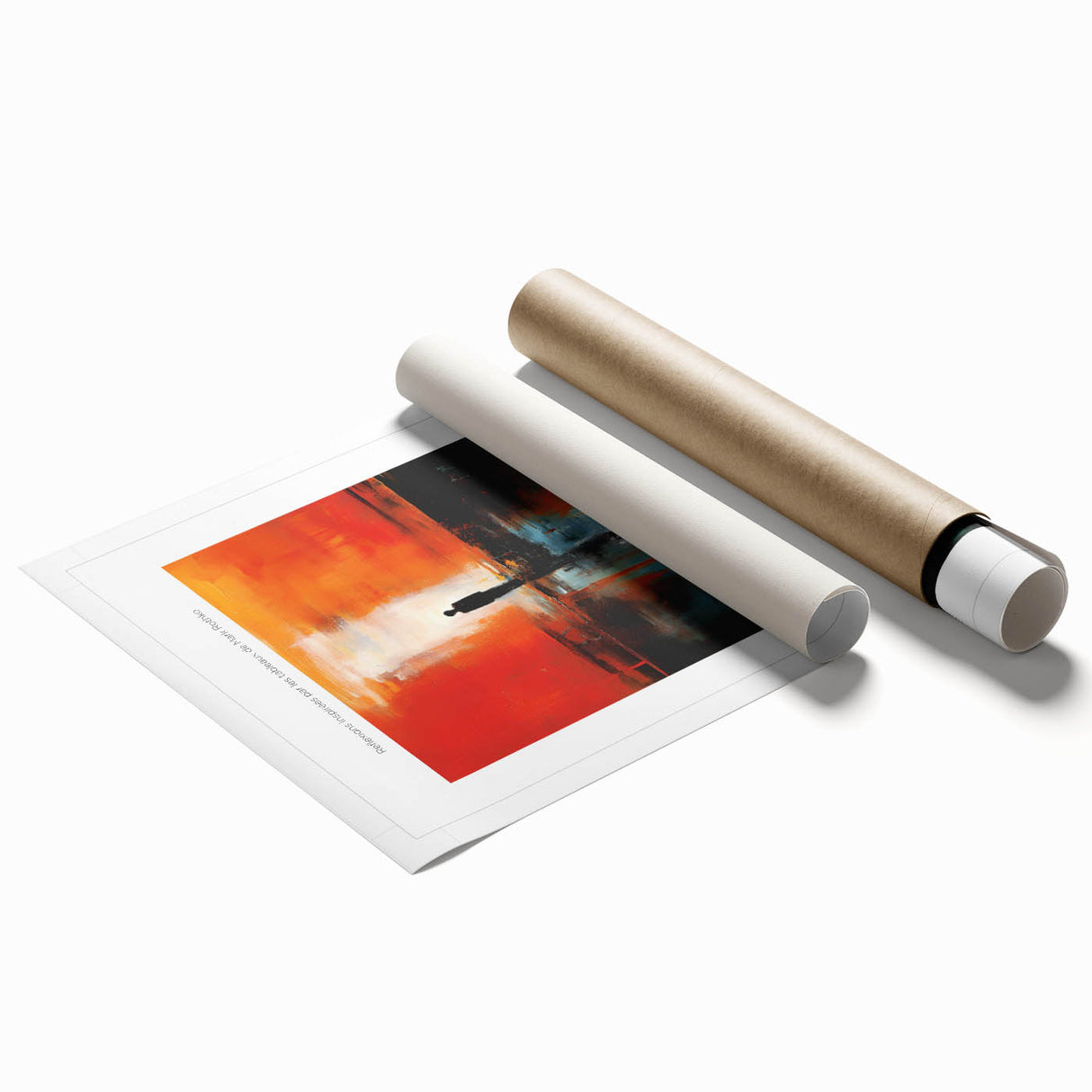 Extra large rolled print featuring a modern abstract design in muted blue and gray tones, ideal for classy bathroom wall art.