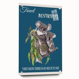 Australia Retro Travel Poster | Koala Wildlife Art Print