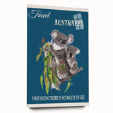 Australia Retro Travel Poster | Koala Wildlife Art Print