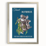 Australia Retro Travel Poster | Koala Wildlife Art Print