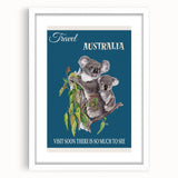 Australia Retro Travel Poster | Koala Wildlife Art Print