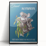 Australia Retro Travel Poster | Koala Wildlife Art Print
