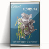 Australia Retro Travel Poster | Koala Wildlife Art Print