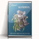 Australia Retro Travel Poster | Koala Wildlife Art Print
