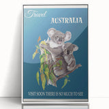 Australia Retro Travel Poster | Koala Wildlife Art Print