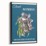 Australia Retro Travel Poster | Koala Wildlife Art Print