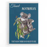 Australia Retro Travel Poster | Koala Wildlife Art Print