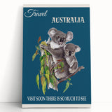 Australia Retro Travel Poster | Koala Wildlife Art Print