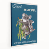 Australia Retro Travel Poster | Koala Wildlife Art Print