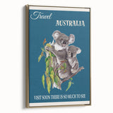 Australia Retro Travel Poster | Koala Wildlife Art Print