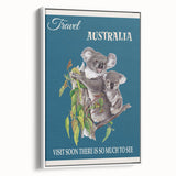 Australia Retro Travel Poster | Koala Wildlife Art Print