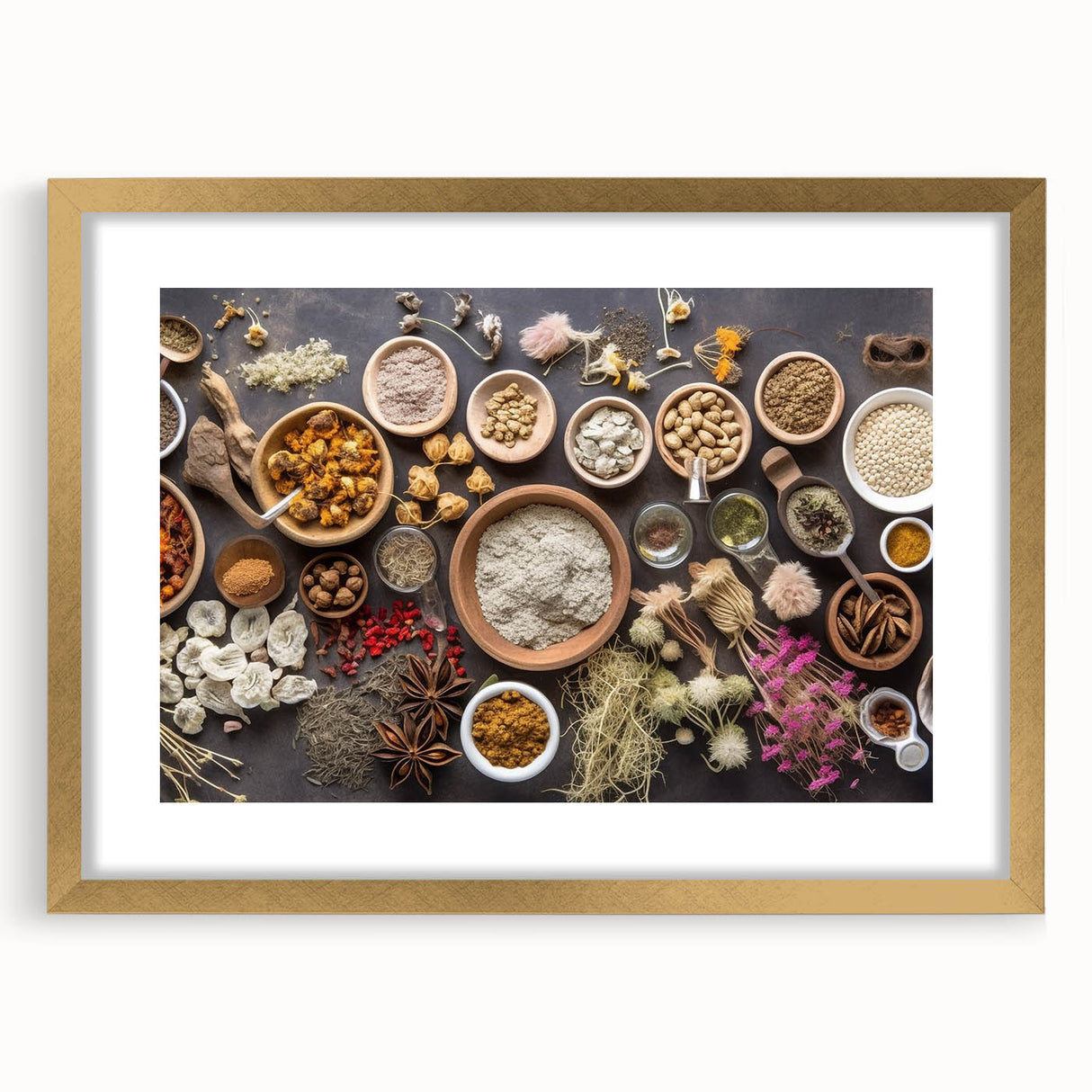 Rustic Spice & Herb Display - Kitchen Wall Art for Culinary Spaces