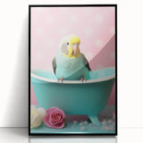 Bathroom Wall Decor - Cheerful Bird in Mini Tub