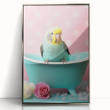 Bathroom Wall Decor - Cheerful Bird in Mini Tub