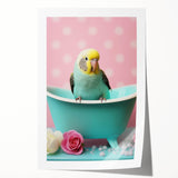 Bathroom Wall Decor - Cheerful Bird in Mini Tub